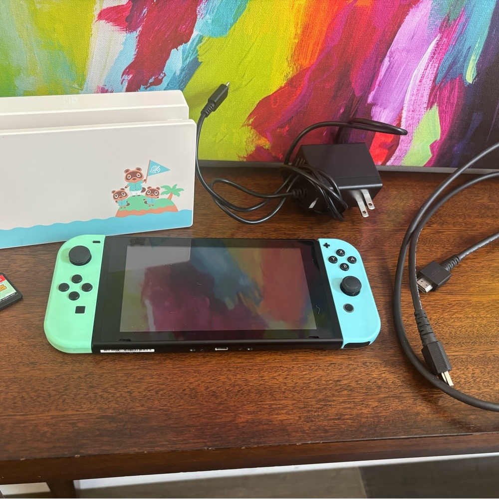 Nintendo switch, limited edition, animal crossing + game